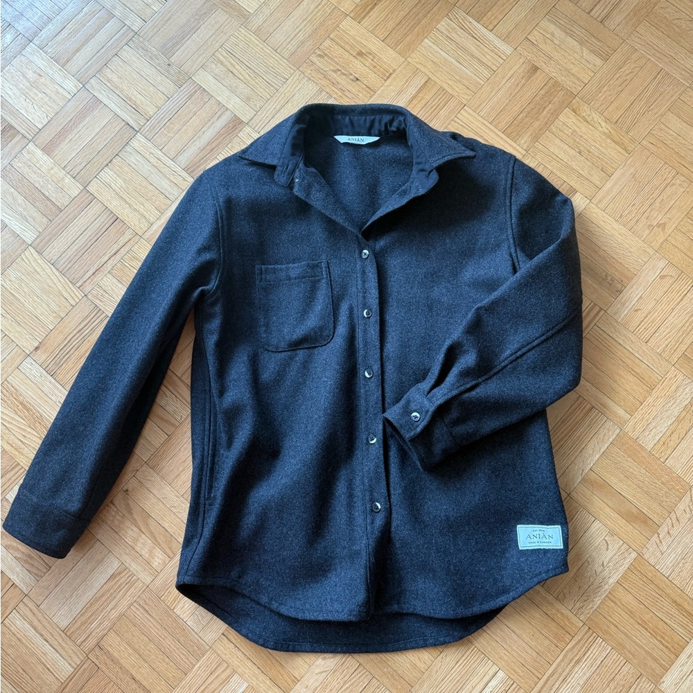 Anian Modern Melton Wool Coat Women Charcoal Relaxed